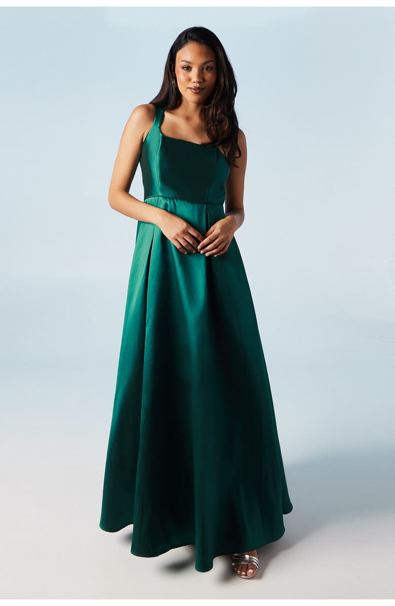 Coast Scoop Neck Maxi Twill Bridesmaids Dress, Main, color, Emerald