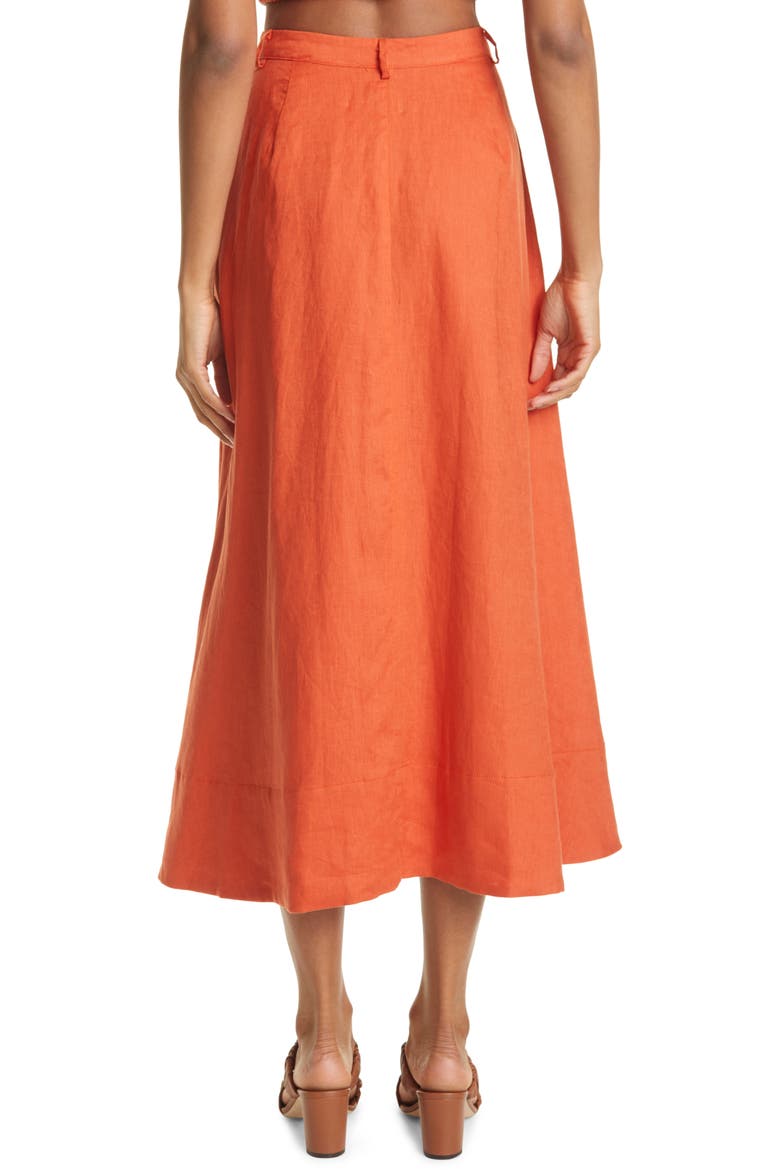 Cybele Linen Skirt, Alternate, color, BURNT OCHRE