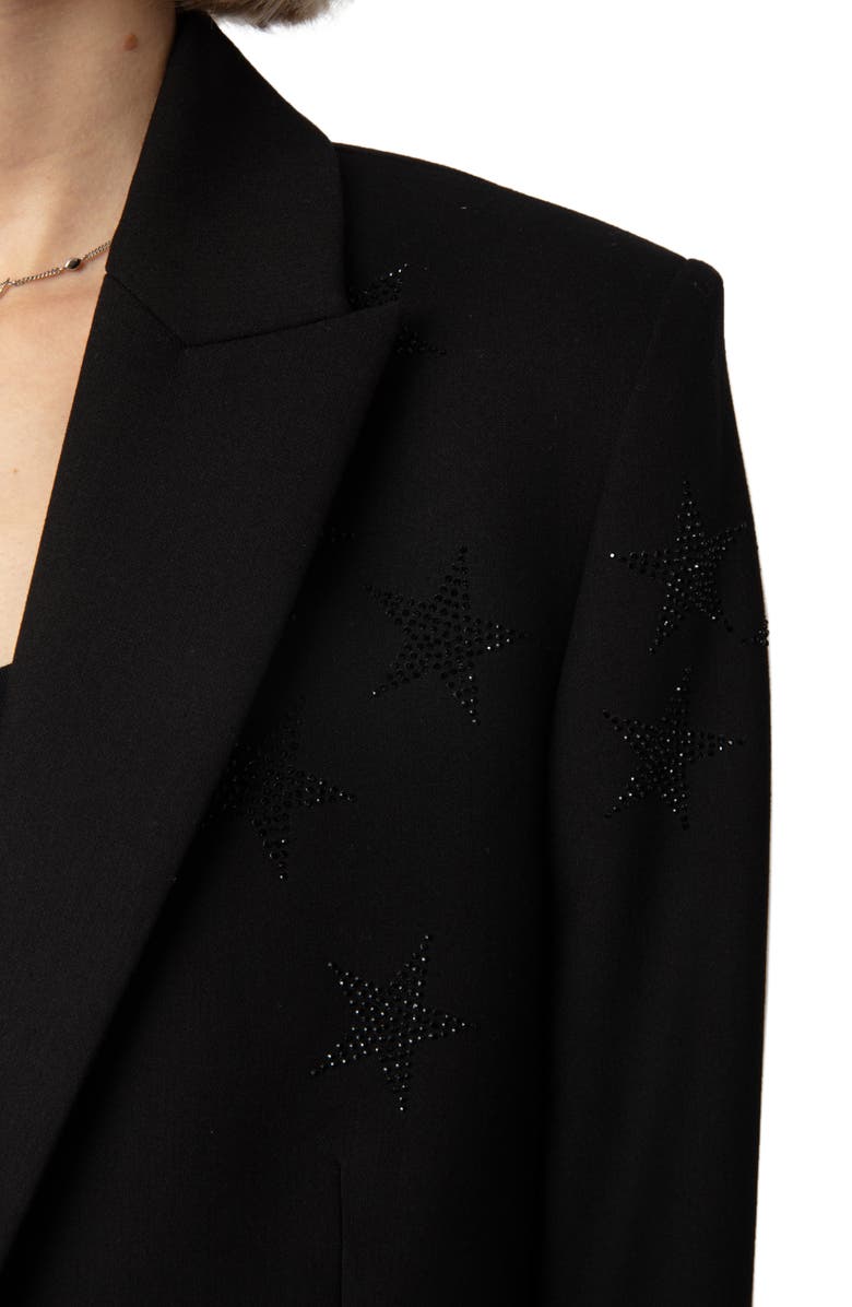Zadig & Voltaire Viva Strass Star Embellished Blazer, Alternate, color, Black