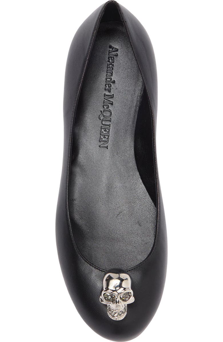 McQueen Skull Accent Leather Flat, Alternate, color,