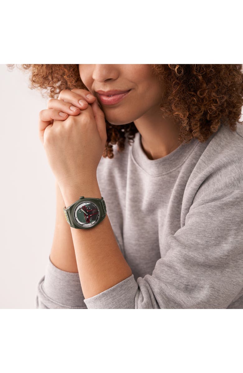 Fossil x Star Wars<sup>™</sup> Limited Edition Boba Fett Ventile<sup>®</sup> Strap Watch, 43mm, Alternate, color, 