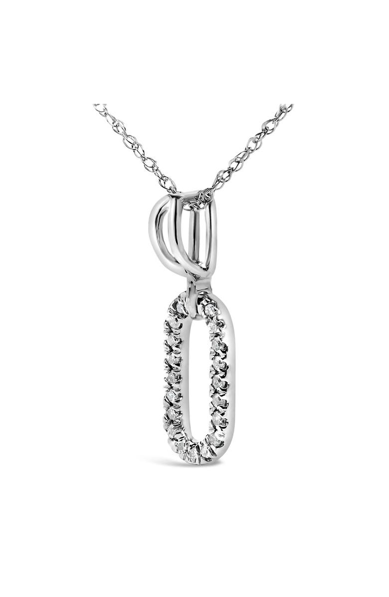 Haus of Brilliance 14K White Gold Diamond Accent Paperclip Pendant Necklace, Alternate, color, White Gold