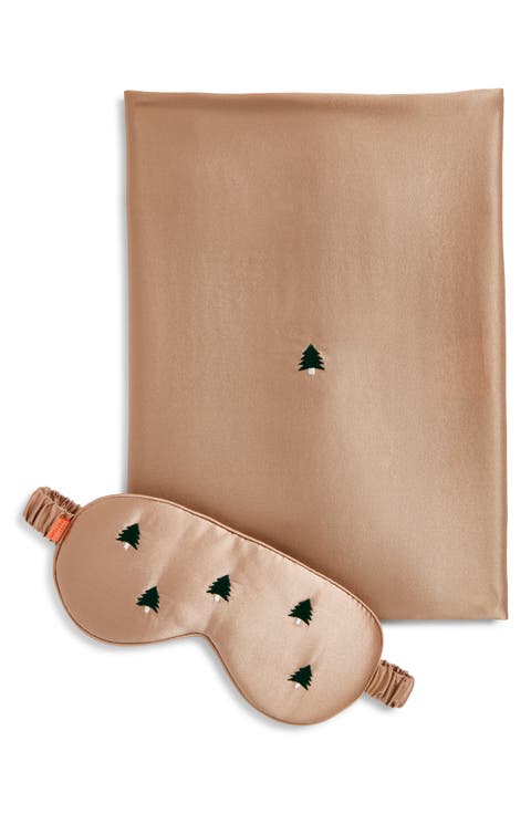 Embroidered Satin Pillowcase & Sleep Mask Set