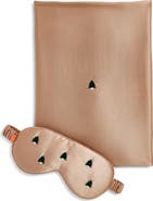 Lost Pattern Embroidered Satin Pillowcase & Sleep Mask Set