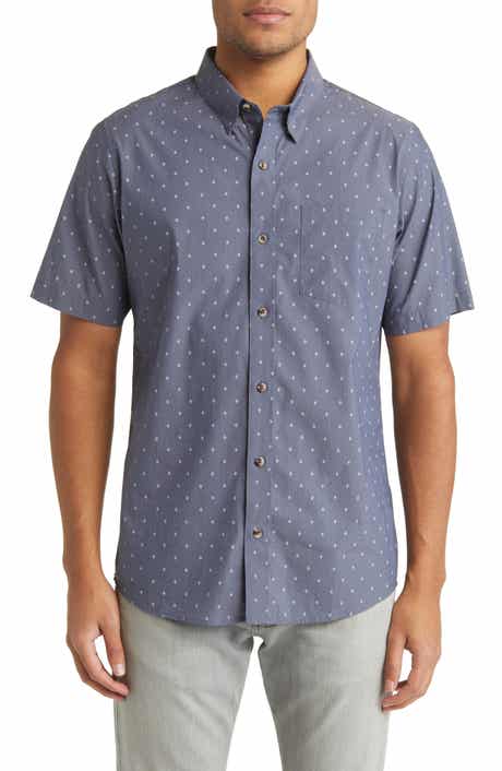 TravisMathew Better Not Diamond Print Short Sleeve Button-Up Shirt