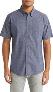 TravisMathew Better Not Diamond Print Short Sleeve Button-Up Shirt