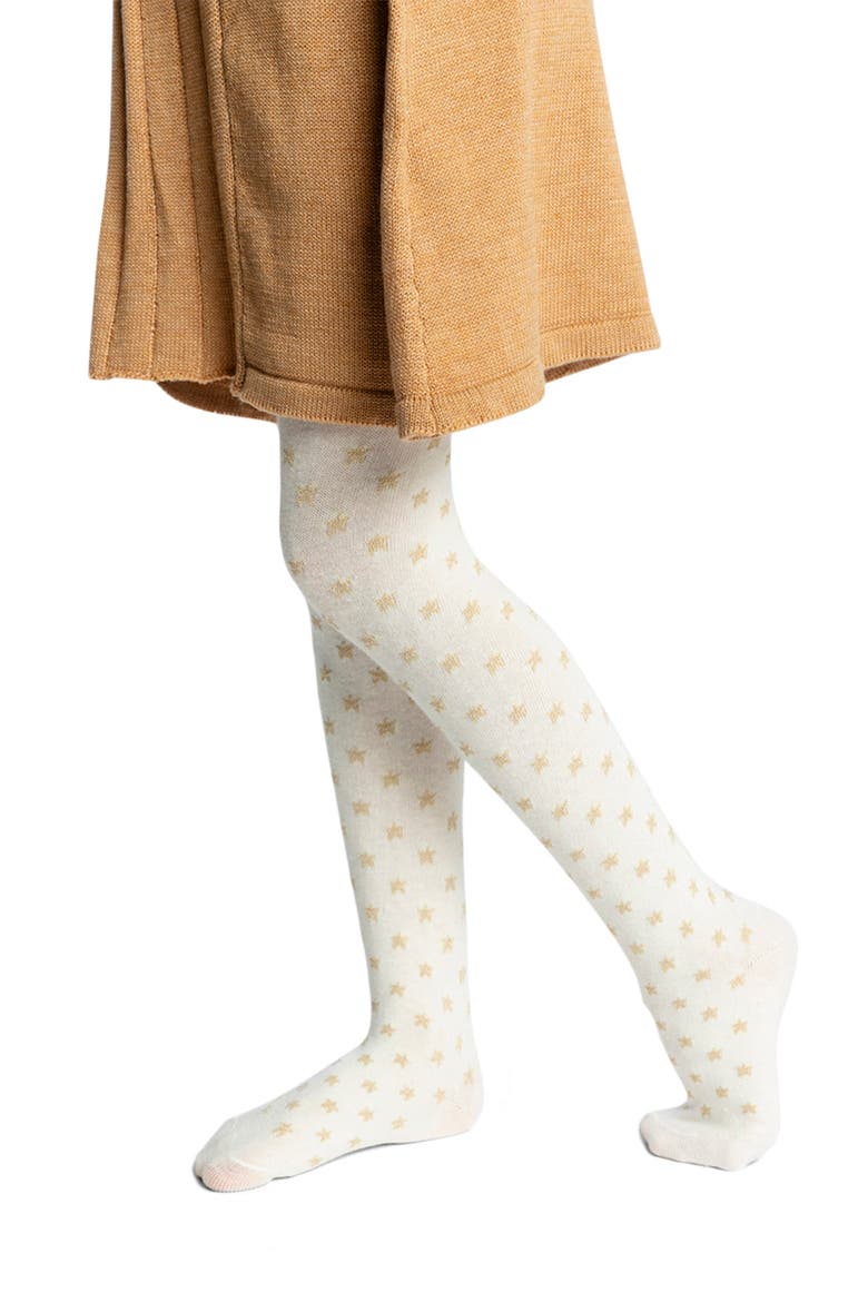 Heart Detail Ribbed Waistband Knit Tights, Alternate, color, Off-White