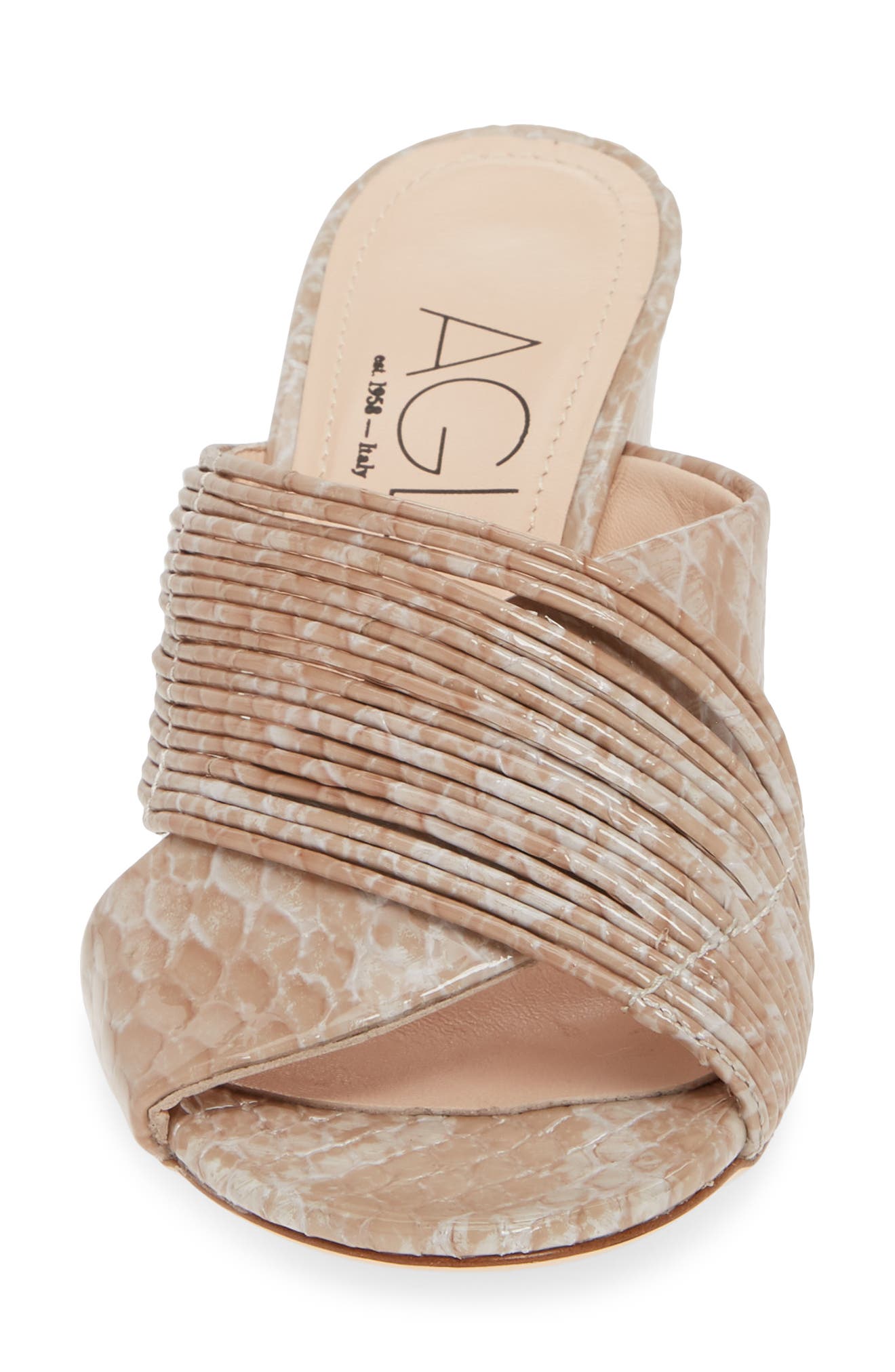 AGL Snake Embossed Slide Sandal, Alternate, color, 