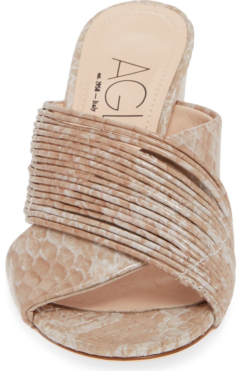 AGL Snake Embossed Slide Sandal, Alternate, color,