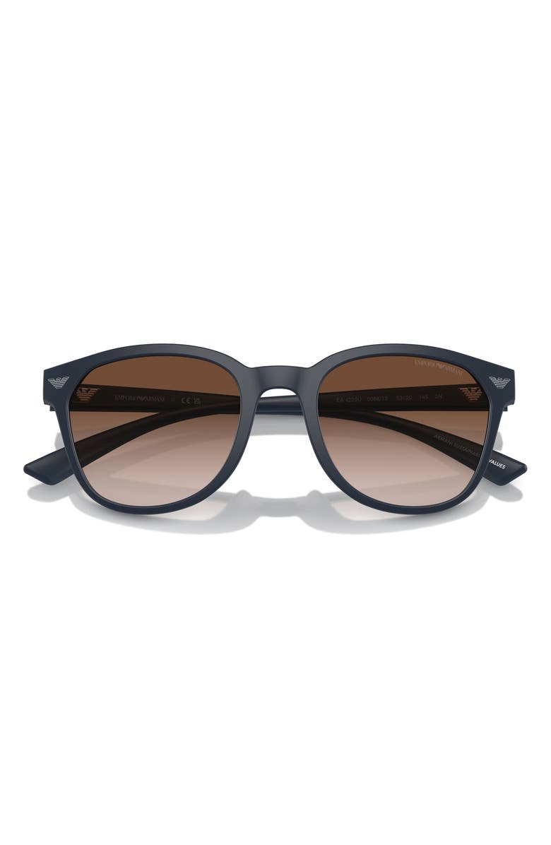 Emporio Armani 53mm Phantos Sunglasses, Alternate, color, Matte Blue / Gradient Brown
