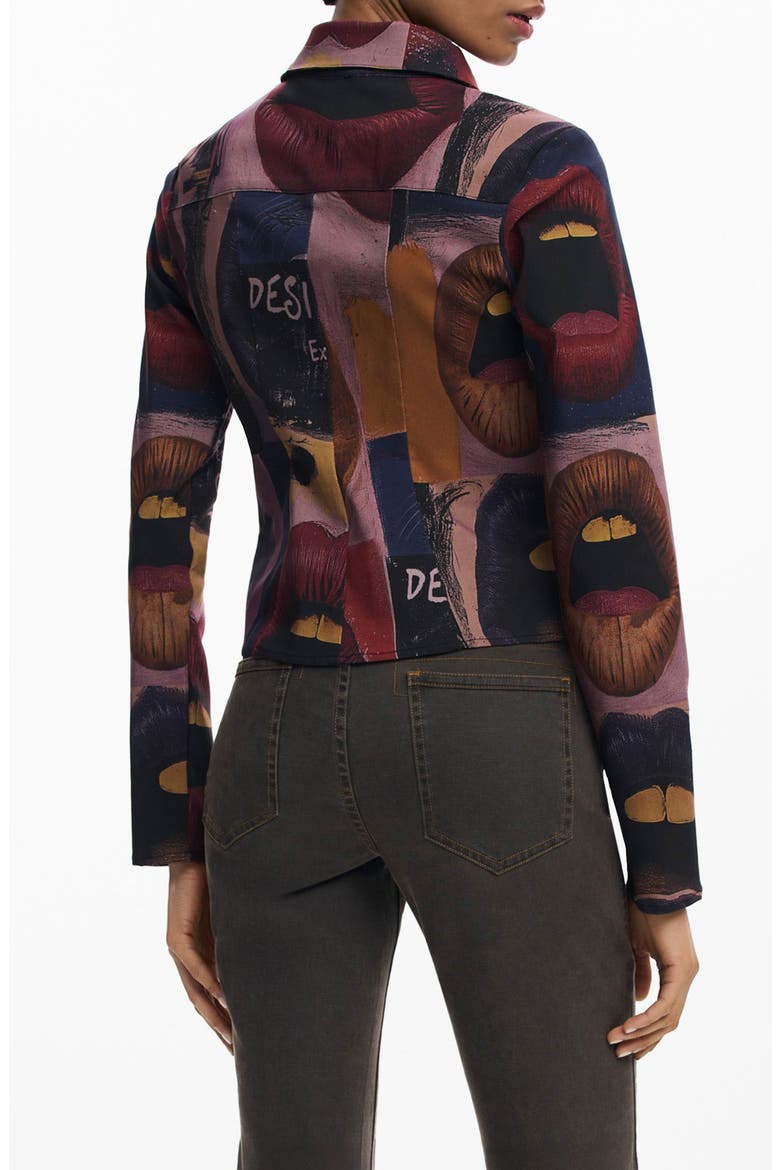 Mixed Print Long Sleeve Shirt, Alternate, color, GRAY BROWN