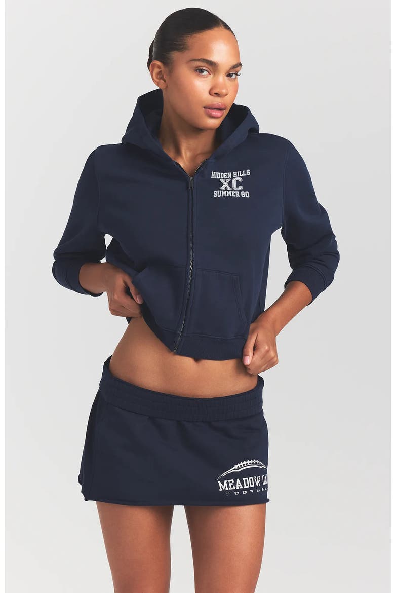 Fleece Miniskirt, Alternate, color, NAVY MEADOW OAK