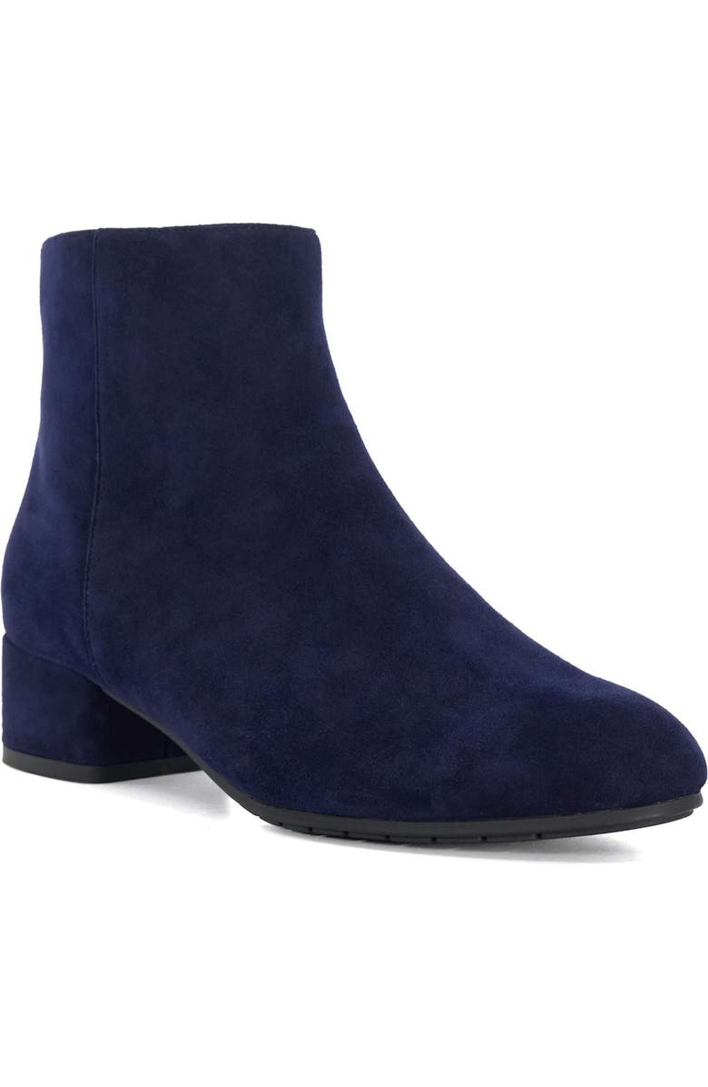 Dune London Pippie Ankle Bootie, Main, color, Dark-Blue-Suede
