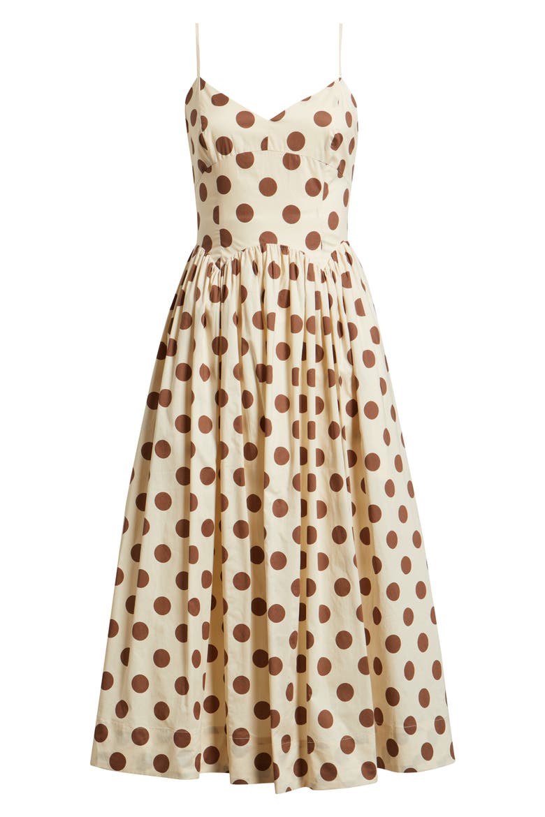 Everly Dot Sleeveless Midi Dress, Alternate, color, CREAM BROWN