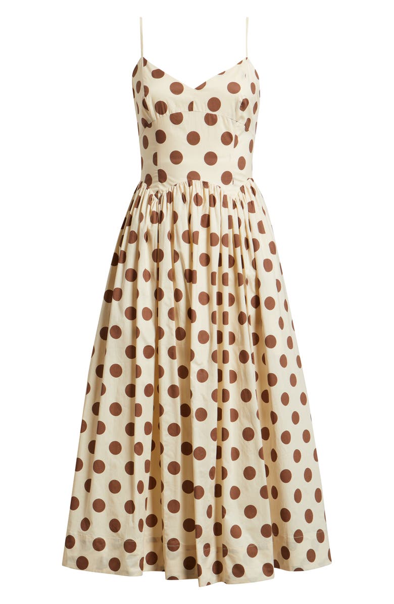 Lucy Paris Everly Dot Sleeveless Midi Dress, Alternate, color, Cream Brown