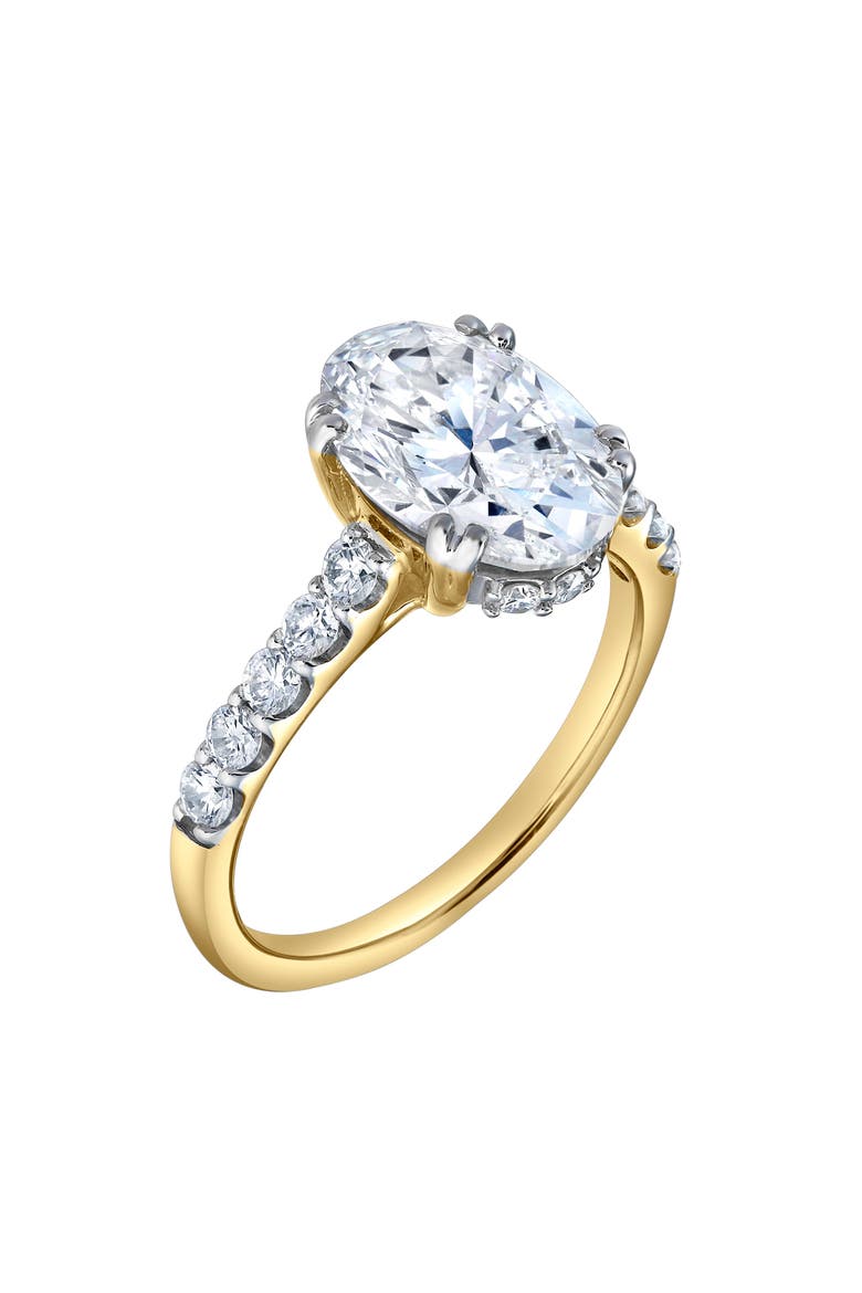 Isidora 3.5 Cts 14K Yellow Gold Oval Lab Grown Diamond Hidden Halo Engagement Ring, Alternate, color, 14K Yellow Gold