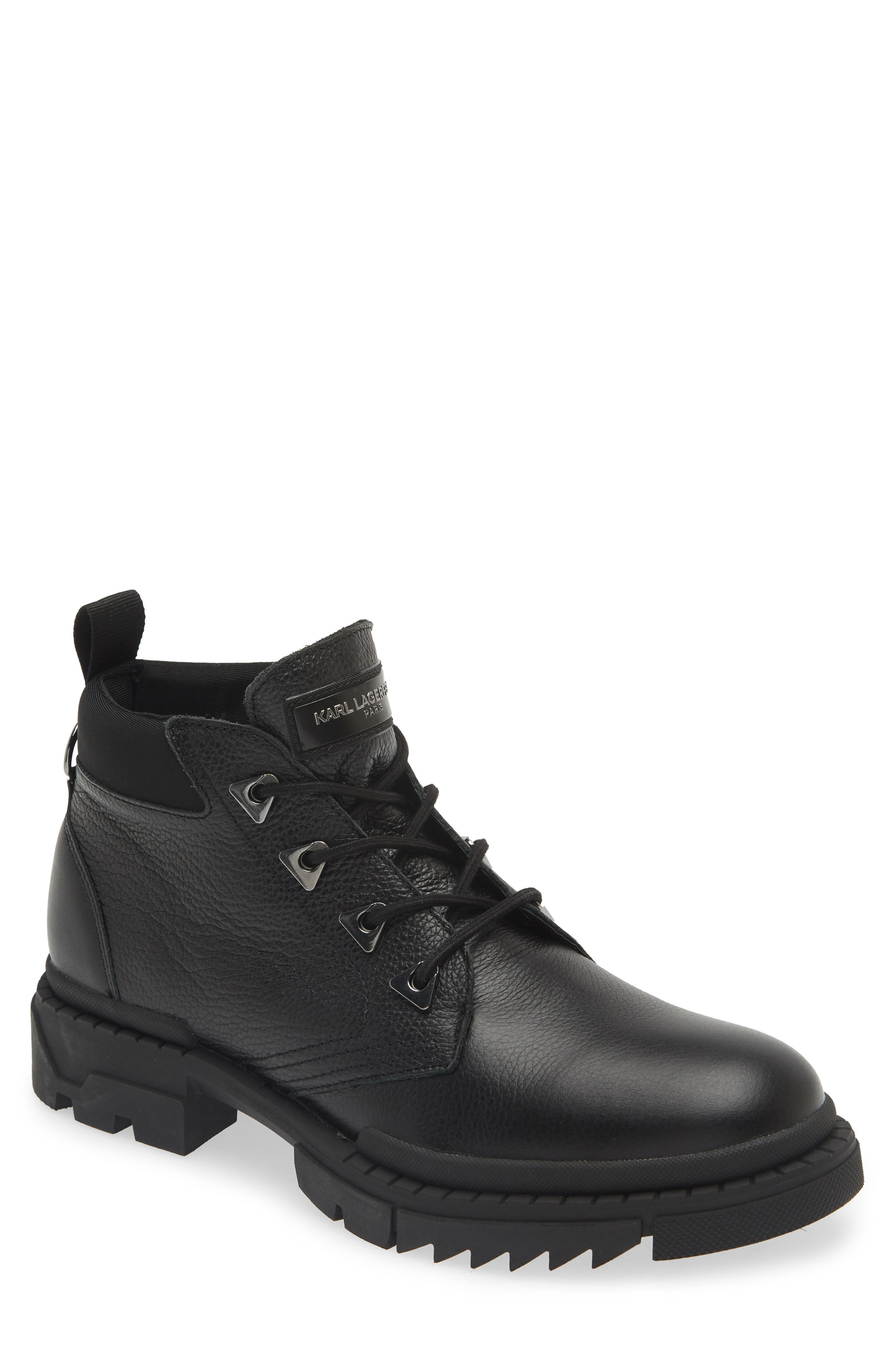 Lug Sole Tumbled Boot, Main, color, BLACK