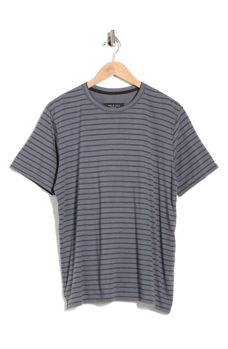 rag & bone Edmund Stripe Cotton Blend T-Shirt, Main, color, Summer Blue