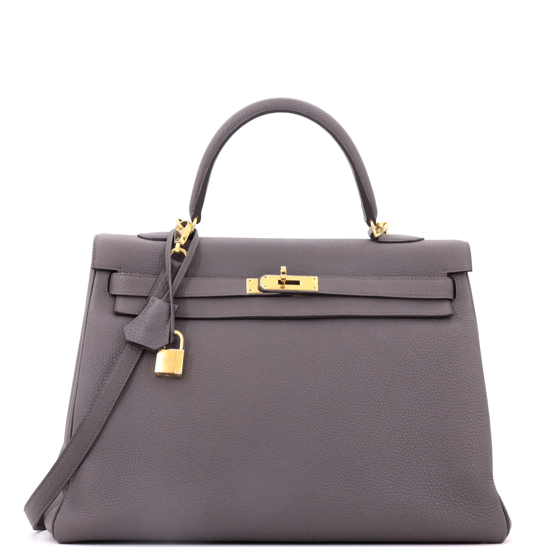 Kelly Handbag Grey Togo with Gold Hardware 35, Main, color, Grey