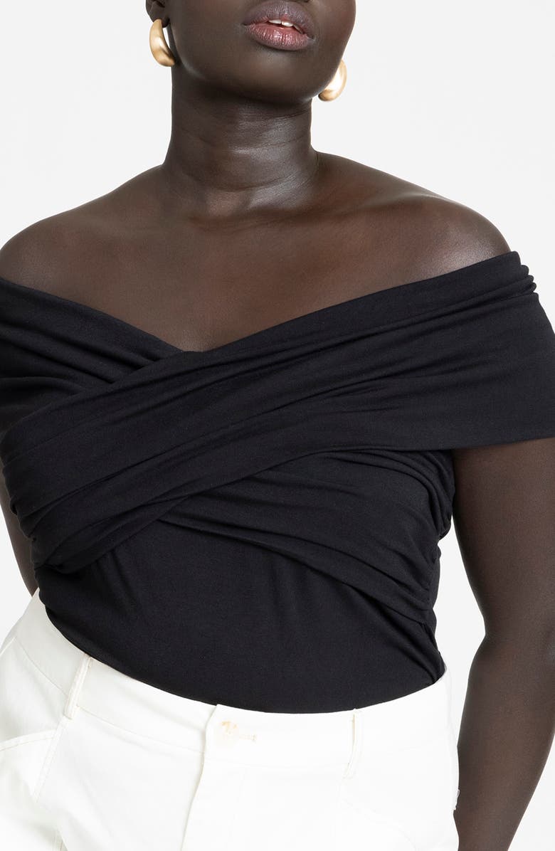 ELOQUII Criss Cross Off the Shoulder Top, Alternate, color,