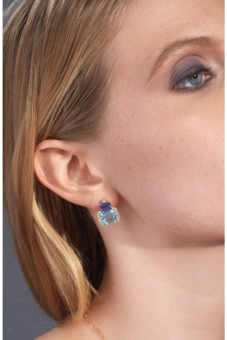 Gossip Semiprecious Stone Stud Earrings, Alternate, color, PALE BLUE / VIVID BLUE