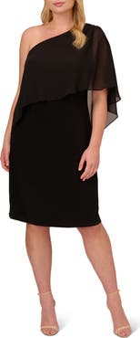Adrianna Papell Chiffon & Jersey One-Shoulder Cocktail Dress