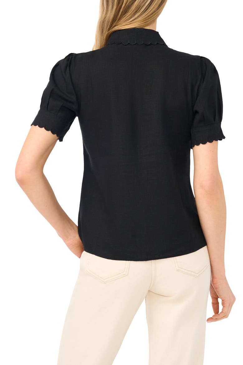 Scallop Detail Button-Up Shirt, Alternate, color, RICH BLACK