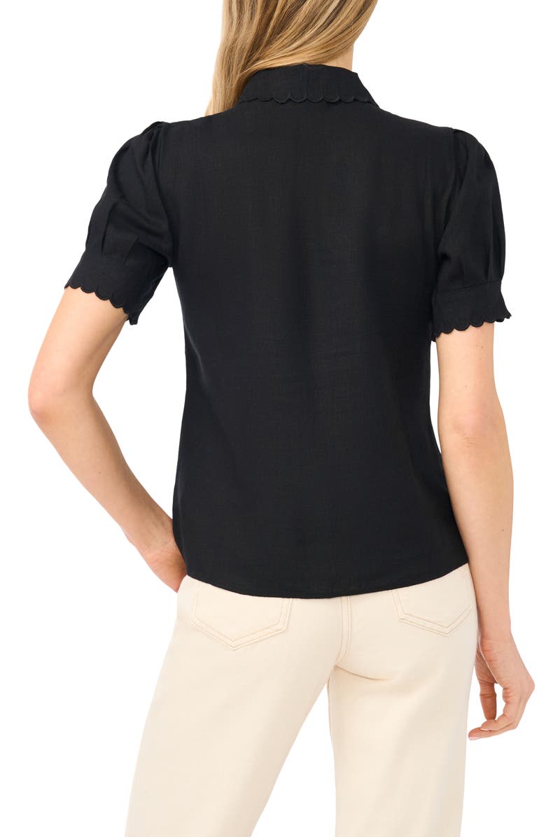 CeCe Scallop Detail Button-Up Shirt, Alternate, color, Rich Black