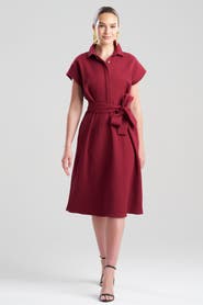 Natori Textured Cotton Jacquard Shirt Dress