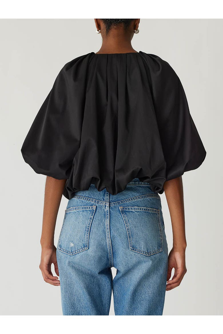 Techy Sateen Bubble Top, Alternate, color, BLACK