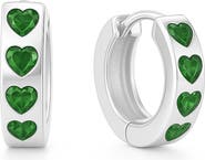 Donatello Gian Sterling Silver Emerald Heart Hoops