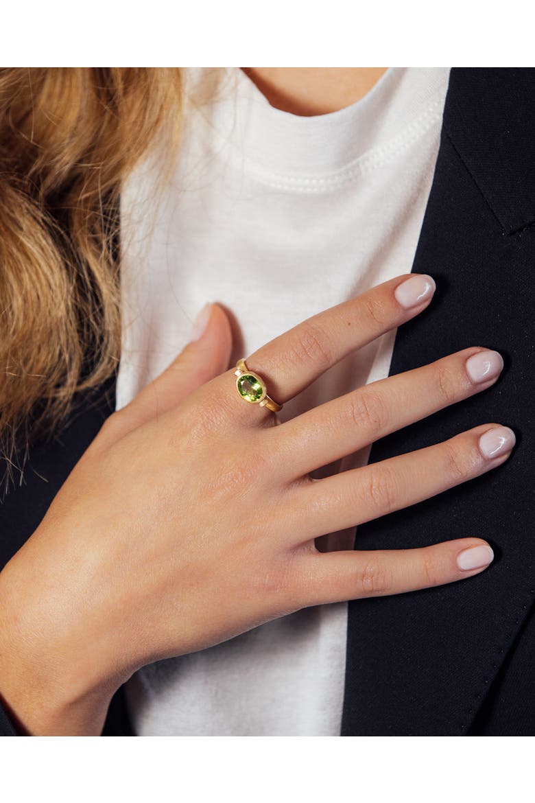 Ellipse Ring  with Natural Gemstones. Handmade in Italy, Alternate, color, Green Peridot