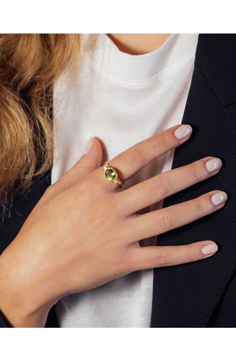 Eloise Jewelry Ellipse Ring  with Natural Gemstones. Handmade in Italy, Alternate, color, Green Peridot