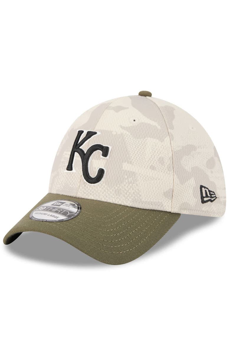 New Era Men's New Era Light Beige/Olive Kansas City Royals 2025 Armed Forces Day 39THIRTY Flex Hat, Alternate, color, Light Beige