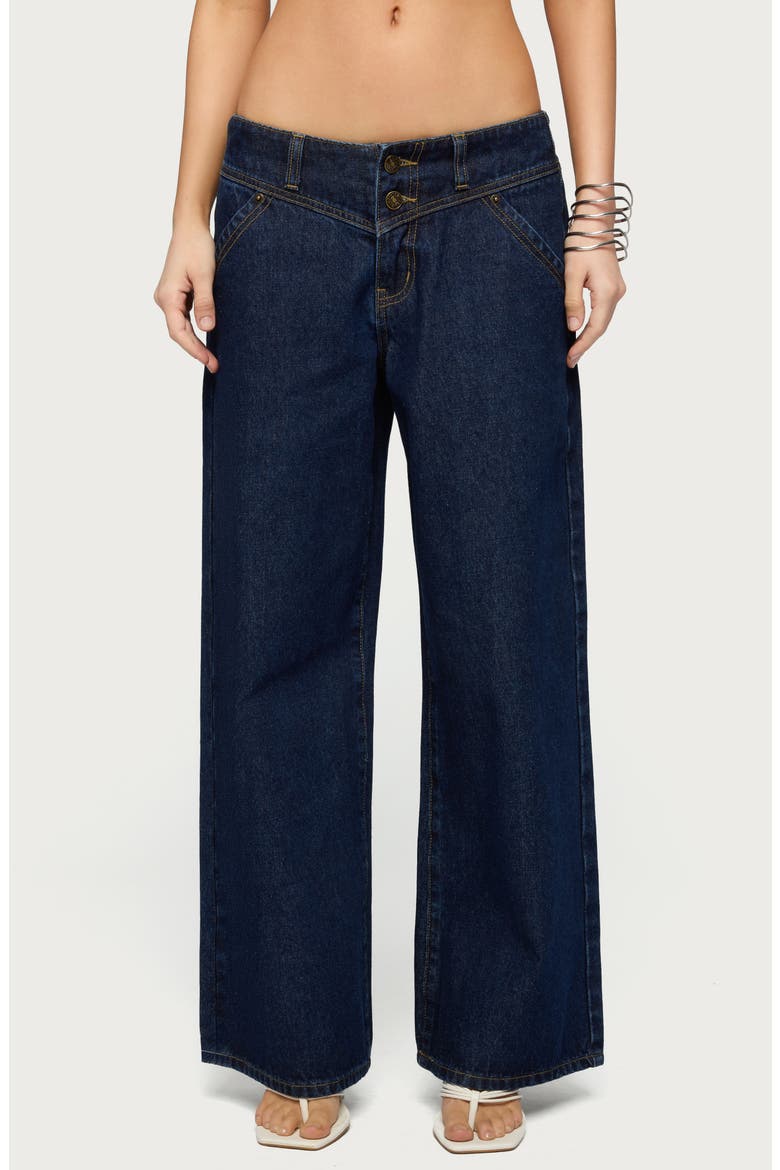 Meredith Low Rise Wide Leg Jeans, Main, color, BLUE