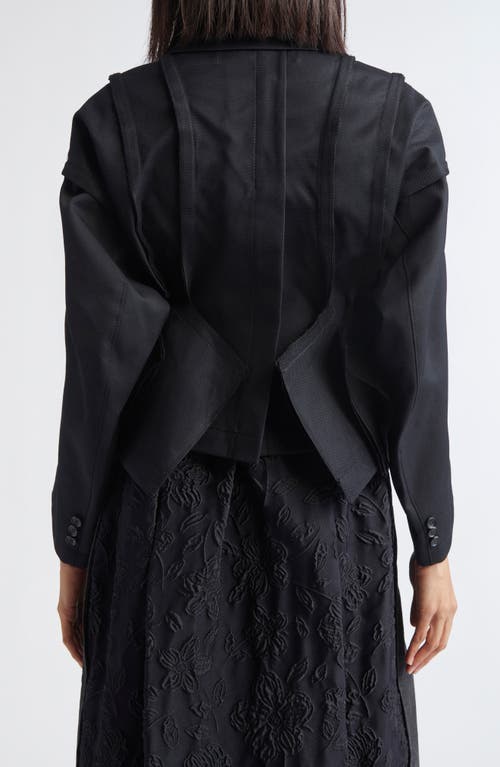 Tao Comme Des Garçons Mixed Media Crop Jacket In Black