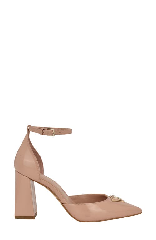 Guess Barsyn Pointed Toe Ankle Strap Pump In Medium Natural