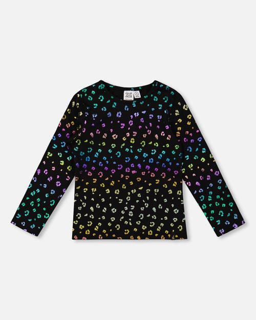 Deux Par Deux Kids'  Stretch Jersey T-shirt In Black