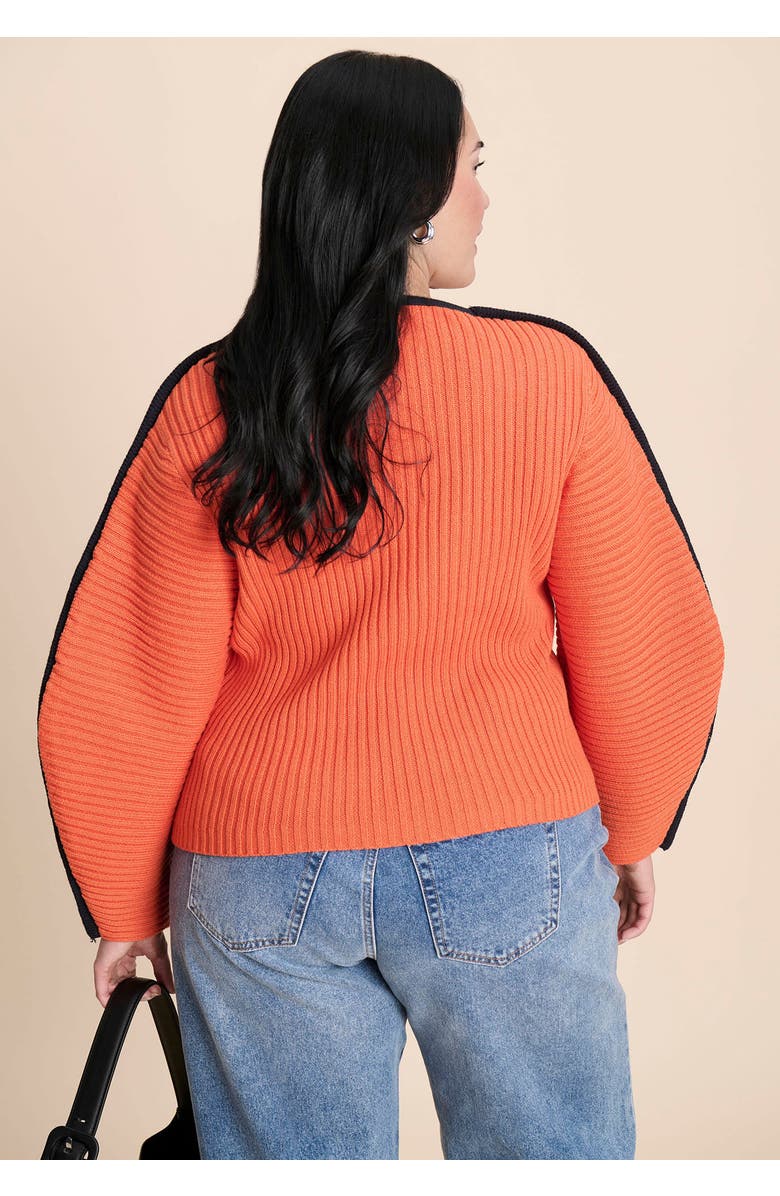 ELOQUII Rounded Sleeve Sweater, Alternate, color, Spicy Orange