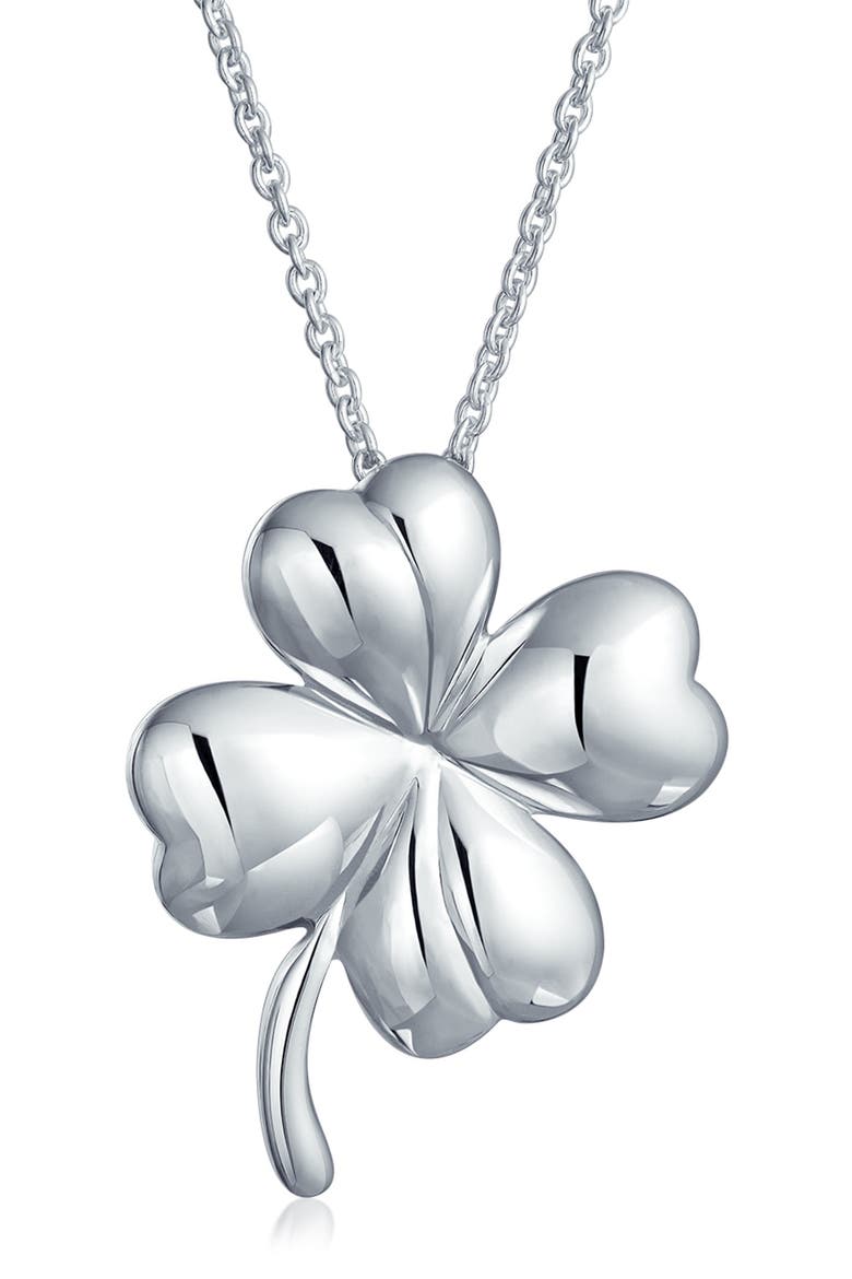 Four Leaf Clover Shamrock Necklace, Main, color, SILVER