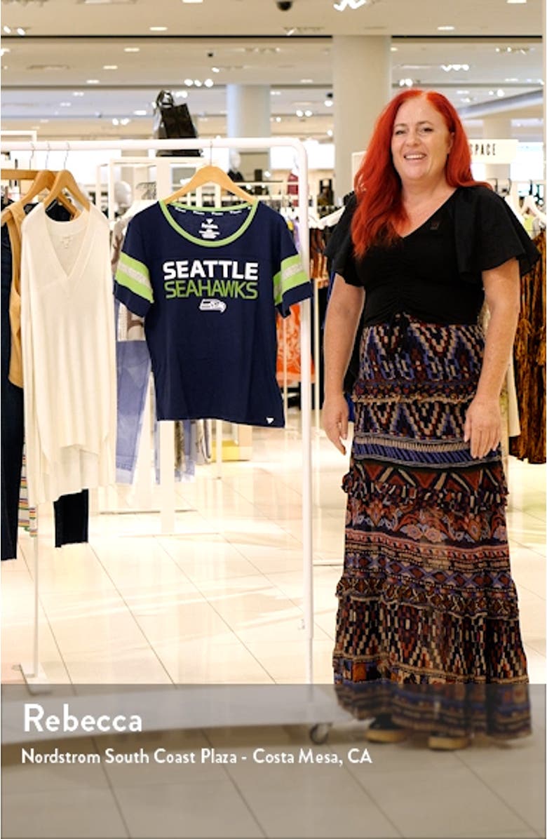Women's Fanatics Branded College Navy Seattle Seahawks Clean Cut Stripe T-Shirt, sales video thumbnail