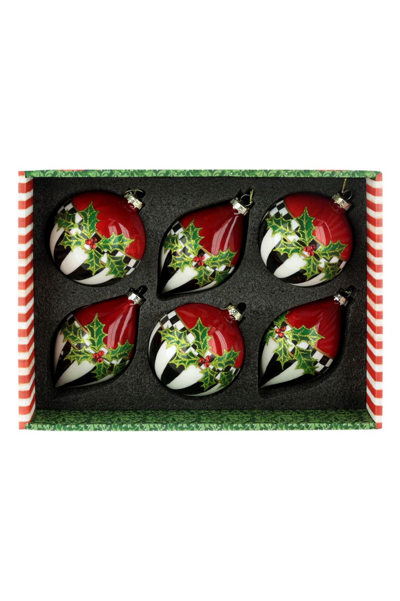 Checkered Ornament, Box of 6, Alternate, color, Red