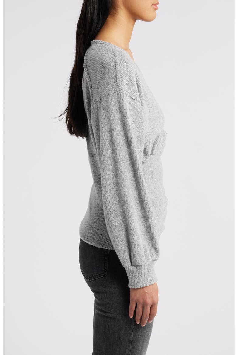 Empire Tie Back Rib Top, Alternate, color, HEATHER GRAY