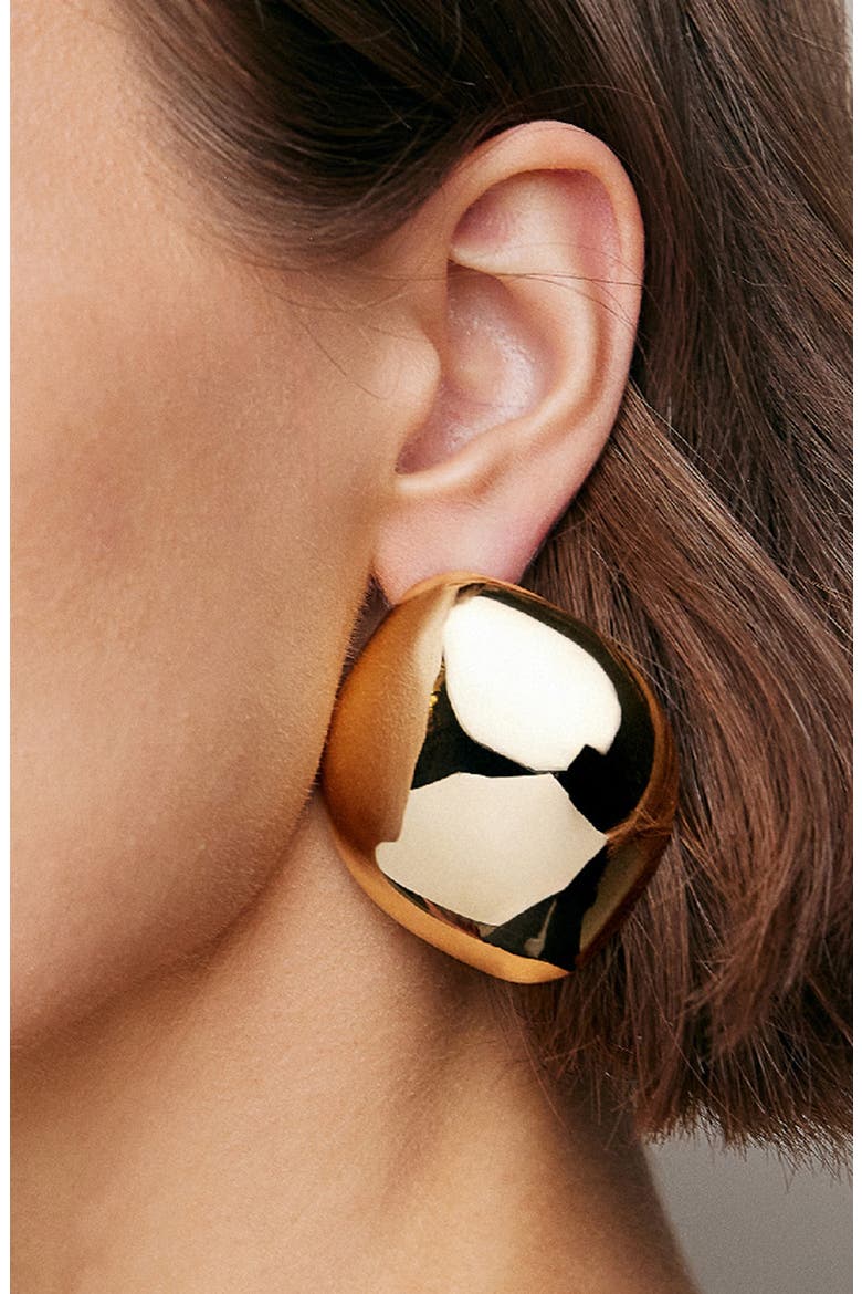 Puffy Cushion Earrings, Alternate, color, GOLD