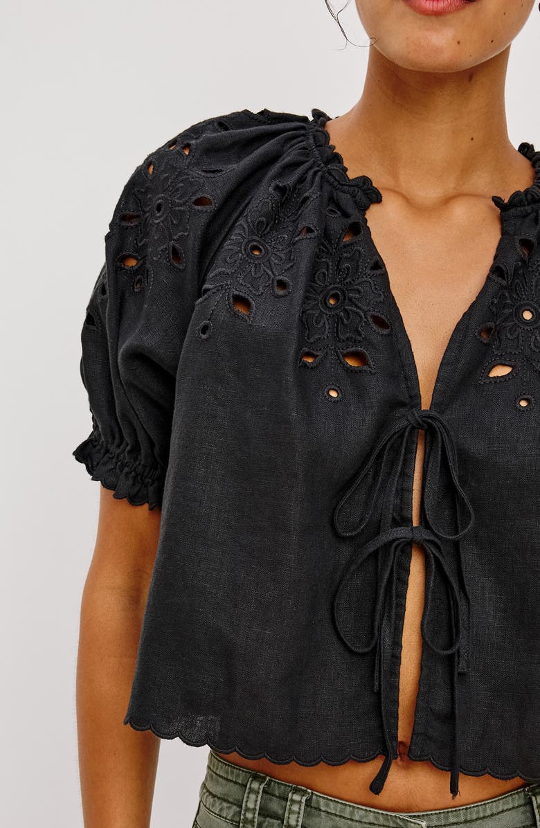 Rails Lizbeth Eyelet Linen Top, Alternate, color, Black