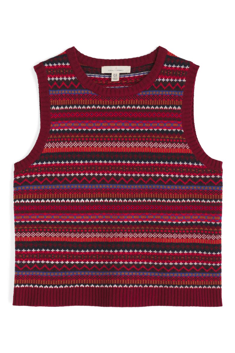 Percella Cove Fair Isle Merino Wool Blend Sweater Vest, Alternate, color, KNIT STAR JASMINE NUTMEG