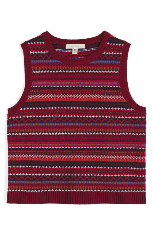 Seasalt Cornwall Percella Cove Fair Isle Merino Wool Blend Sweater Vest In Burgundy