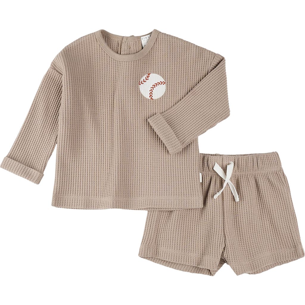 FIRSTS BY PETIT LEM FIRSTS BY PETIT LEM BASEBALL APPLIQUÉ THERMAL TOP & SHORTS SET