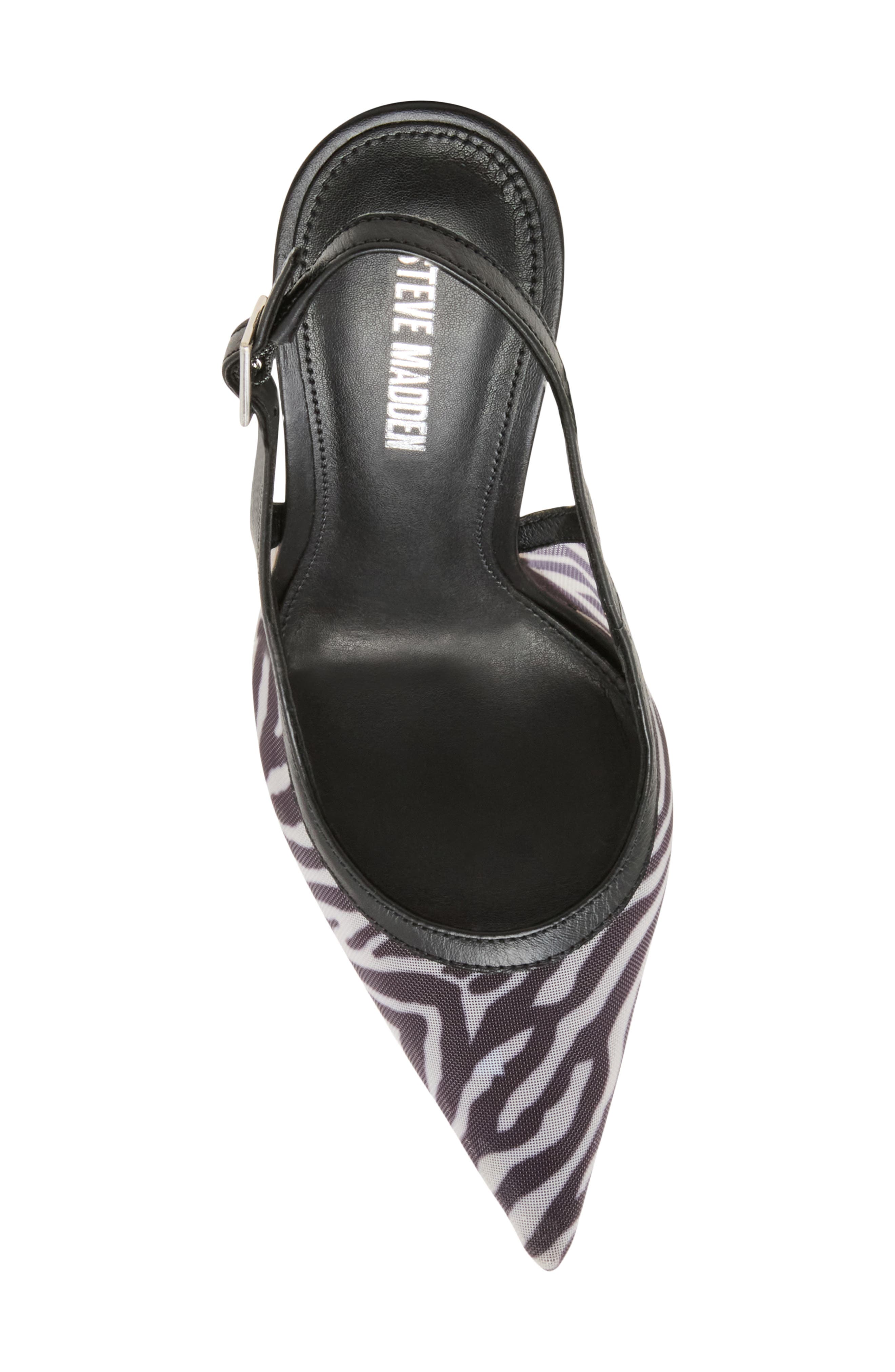 Steve Madden Blare Slingback Pointed Toe Pump, Alternate, color, Zebra Mesh