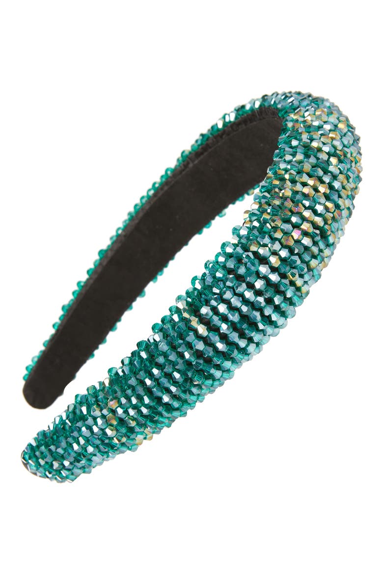 Tasha Beaded Headband, Main, color, GREEN